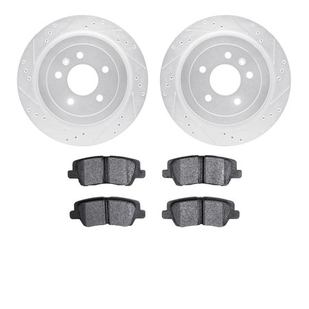 DYNAMIC FRICTION CO 7502-46025, Rotors-Drilled and Slotted-Silver with 5000 Advanced Brake Pads, Zinc Coated 7502-46025